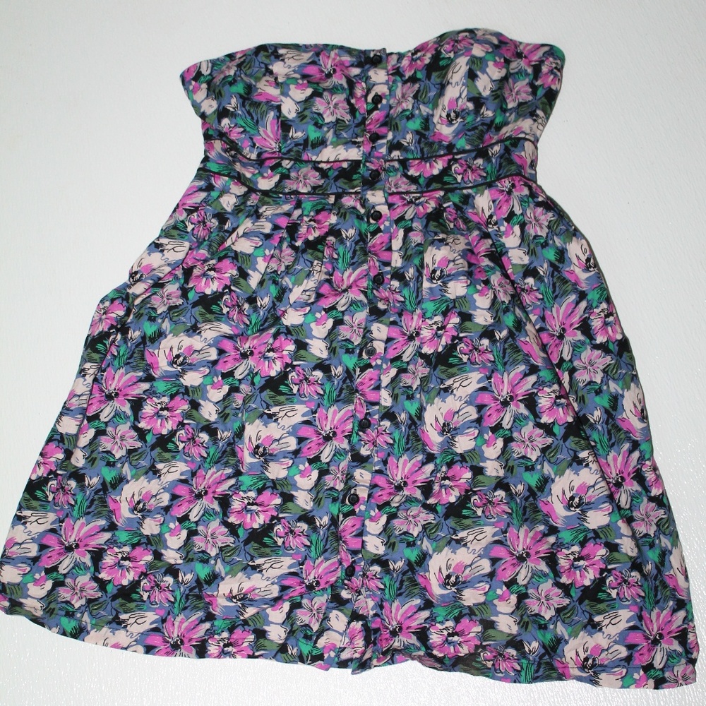 Strapless Buttoned Dress
